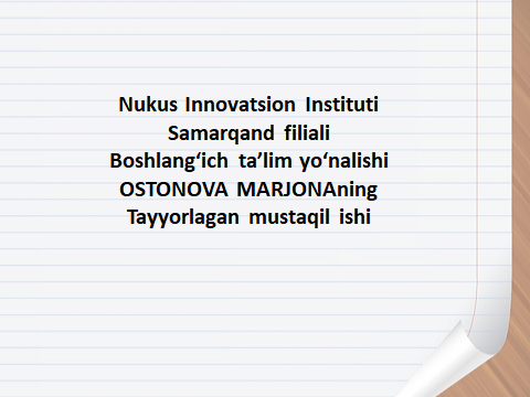 Kreativ taʼlimdan boshlangʻich taʼlim tizimida foydalanish